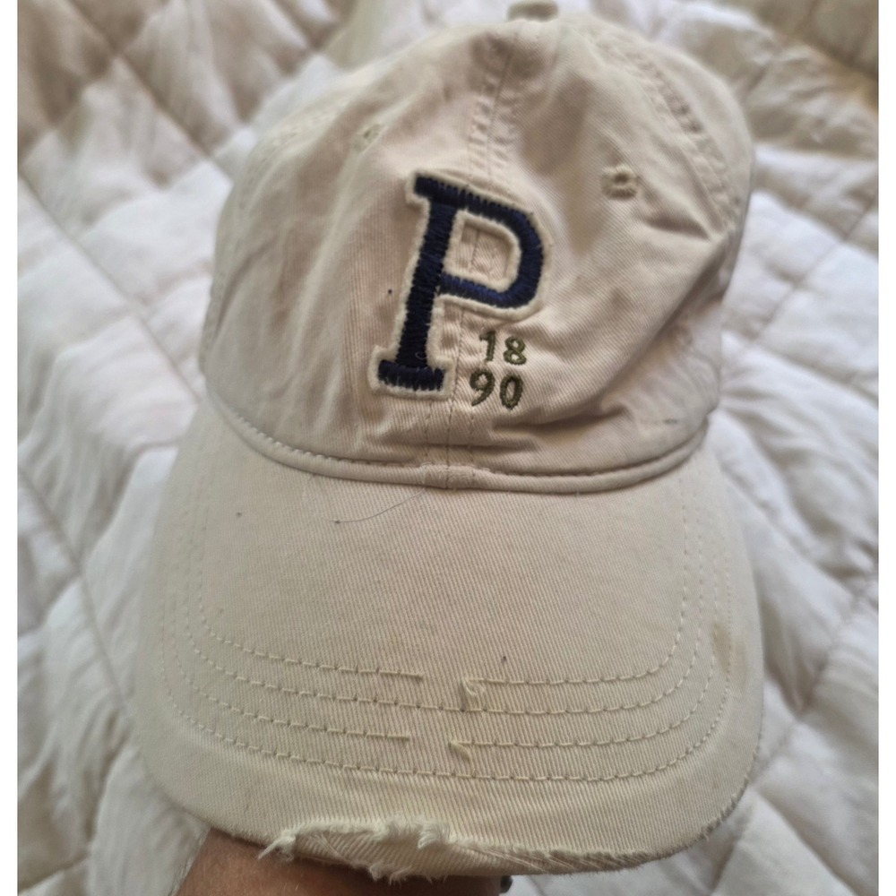 US Polo Assn Baseball Cap Men OSFM Cream Distressed Leather Strap Dad Hat P 1890